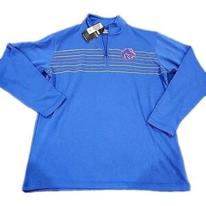 Captivating Boise State Broncos 1/4 Zip Pullover Men's Blue Athletic Size L NWT